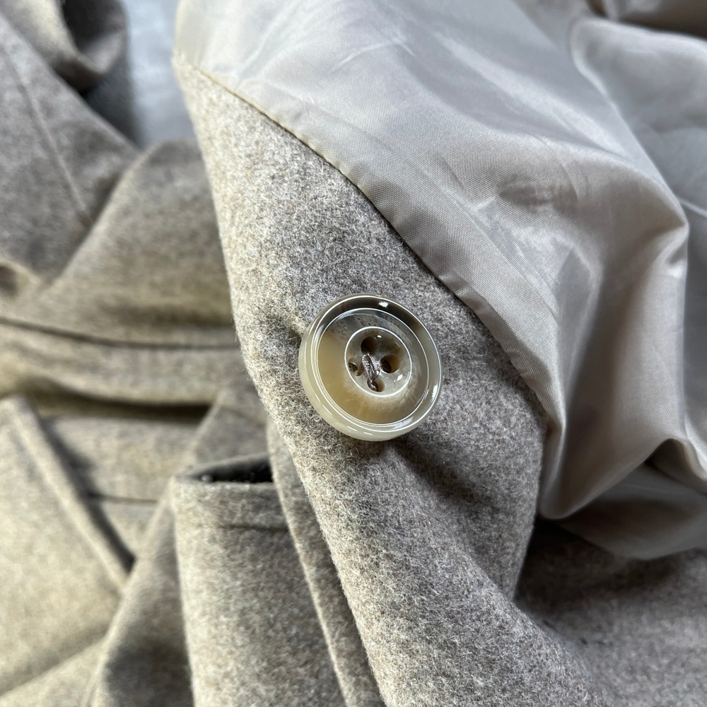 London Fog Pea Coat Women M Tan Wool Blend Double Breasted Timeless Fall Neutral - Picture 5 of 11
